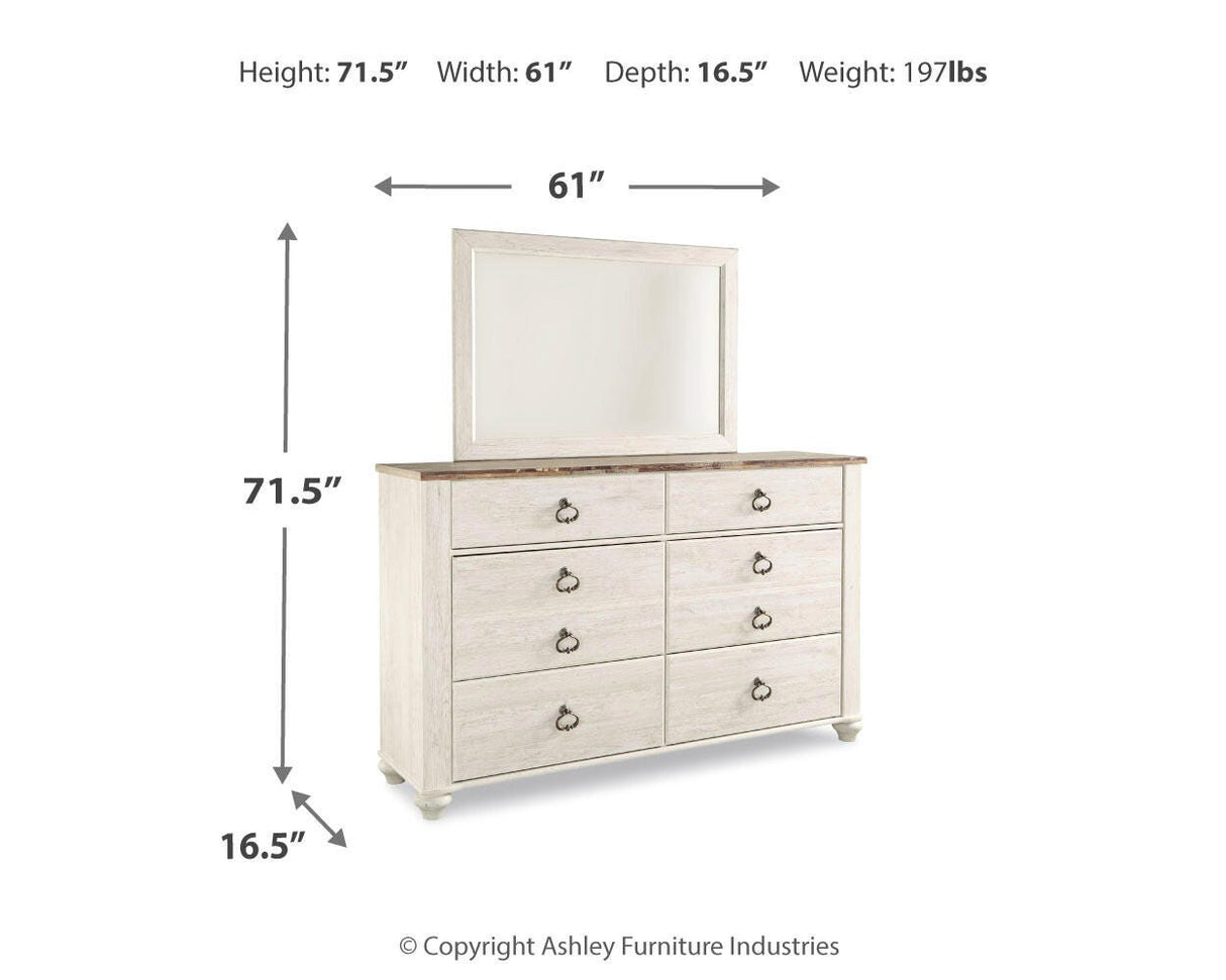Willowton Twin Panel Bed, Dresser and Mirror from Ashley - Luna Furniture