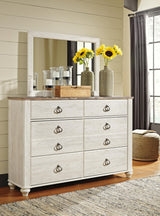Willowton Whitewash Dresser and Mirror from Ashley Furniture - Luna Furniture