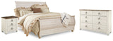 Willowton Whitewash King Sleigh Bed, Dresser and Nightstand from Ashley Furniture - Luna Furniture