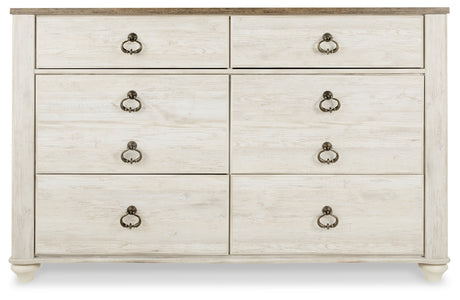 Willowton Whitewash Queen Sleigh Bed and Dresser from Ashley - Luna Furniture