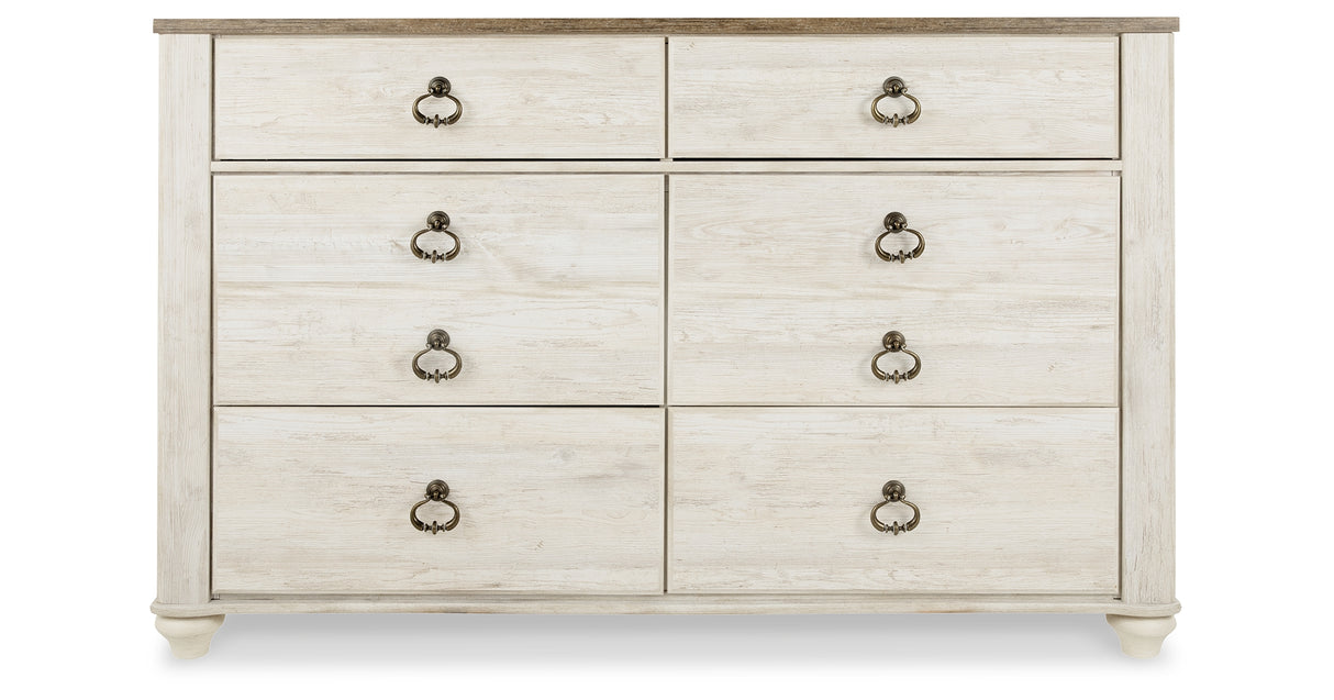 Willowton Whitewash Twin Panel Bed and Dresser from Ashley Furniture - Luna Furniture