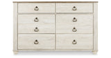 Willowton Whitewash Twin Panel Bed and Dresser from Ashley Furniture - Luna Furniture