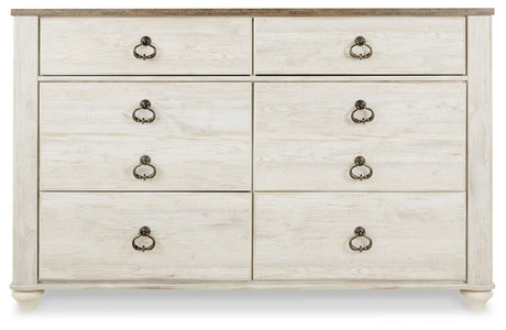 Willowton Whitewash King Sleigh Bed, Dresser and Nightstand from Ashley Furniture - Luna Furniture