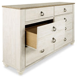 Willowton Whitewash Queen Sleigh Bed, Dresser and Nightstand from Ashley - Luna Furniture