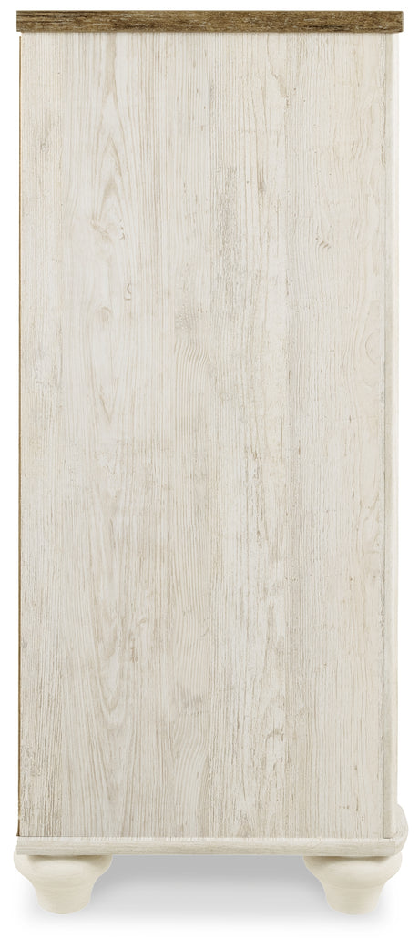 Willowton Whitewash Queen Sleigh Bed and Dresser from Ashley Furniture - Luna Furniture