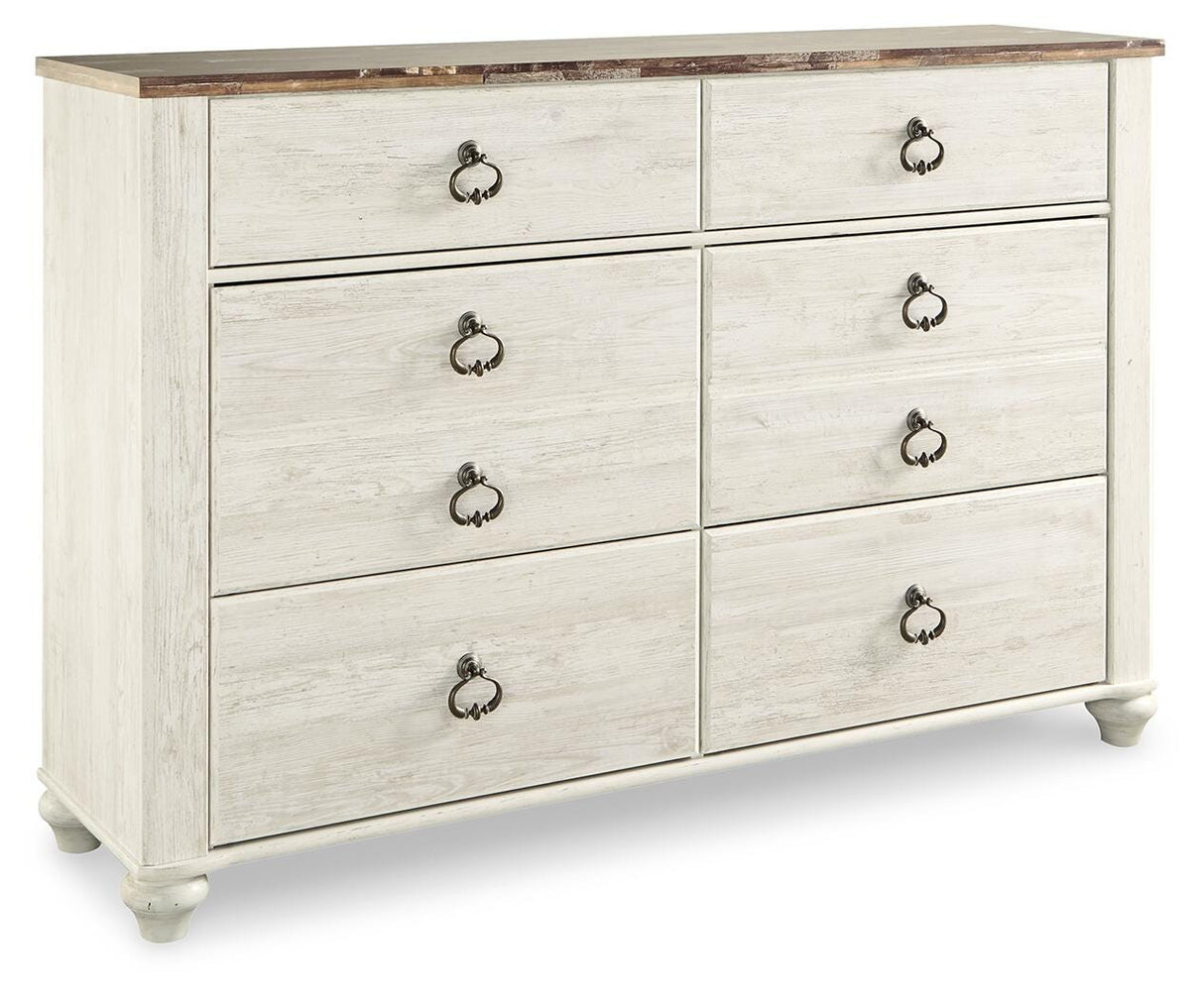 Willowton Whitewash Full Panel Bed, Dresser, Chest and Nightstand from Ashley Furniture - Luna Furniture