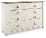 Willowton Whitewash Full Panel Bed, Dresser, Chest and Nightstand from Ashley Furniture - Luna Furniture