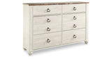 Willowton Whitewash Twin Panel Bed and Dresser from Ashley Furniture - Luna Furniture