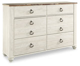 Willowton Whitewash Queen Sleigh Bed, Dresser and Nightstand from Ashley - Luna Furniture