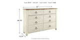 Willowton King Sleigh Bed with Dresser in Whitewash from Ashley Furniture - Luna Furniture