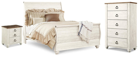 Willowton Queen Sleigh Bed, Chest and Nightstand from Ashley Furniture - Luna Furniture
