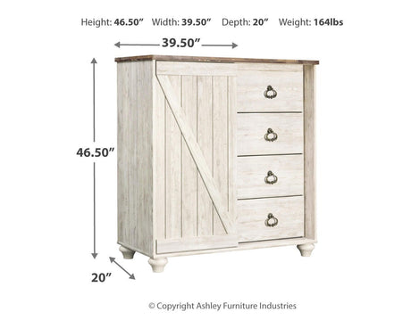 Willowton Whitewash Dressing Chest from Ashley - Luna Furniture