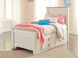 Willowton Whitewash Twin Storage Platform Bed with 2 Drawers