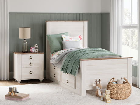 Willowton Whitewash Twin Storage Platform Bed with 2 Drawers from Ashley Furniture - Luna Furniture