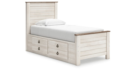 Willowton Whitewash Twin Storage Platform Bed with 2 Drawers from Ashley Furniture - Luna Furniture