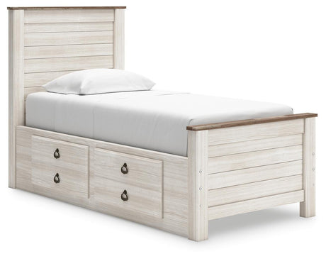 Willowton Whitewash Twin Storage Platform Bed with 2 Drawers from Ashley Furniture - Luna Furniture