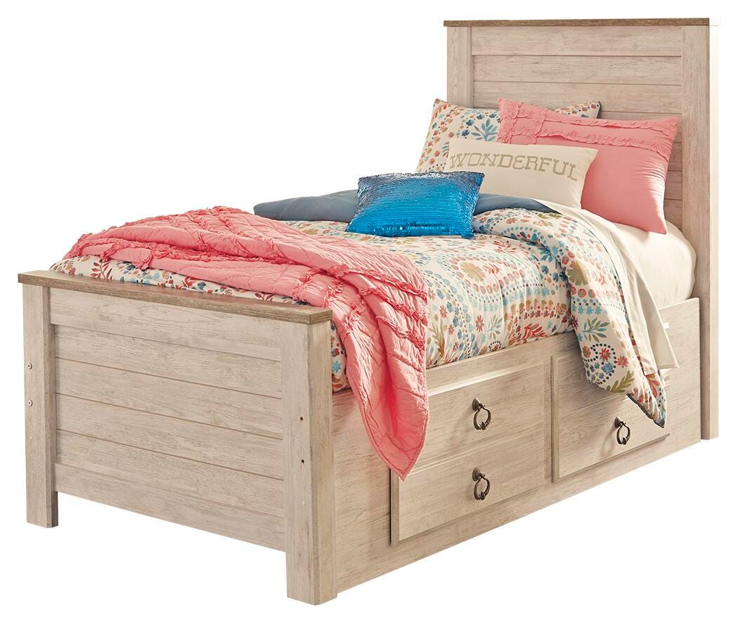 Willowton Whitewash Twin Storage Platform Bed with 2 Drawers from Ashley - Luna Furniture