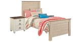 Willowton Twin Panel Bed with Nightstand in Whitewash from Ashley Furniture - Luna Furniture