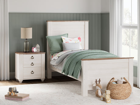 Willowton Whitewash Twin Panel Bed from Ashley - Luna Furniture