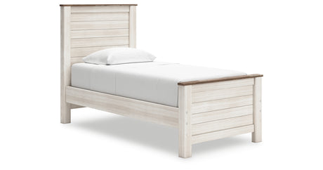 Willowton Whitewash Twin Panel Bed from Ashley - Luna Furniture