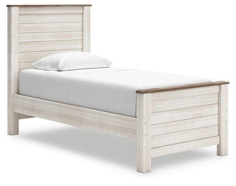 Willowton Whitewash Twin Panel Bed from Ashley Furniture - Luna Furniture