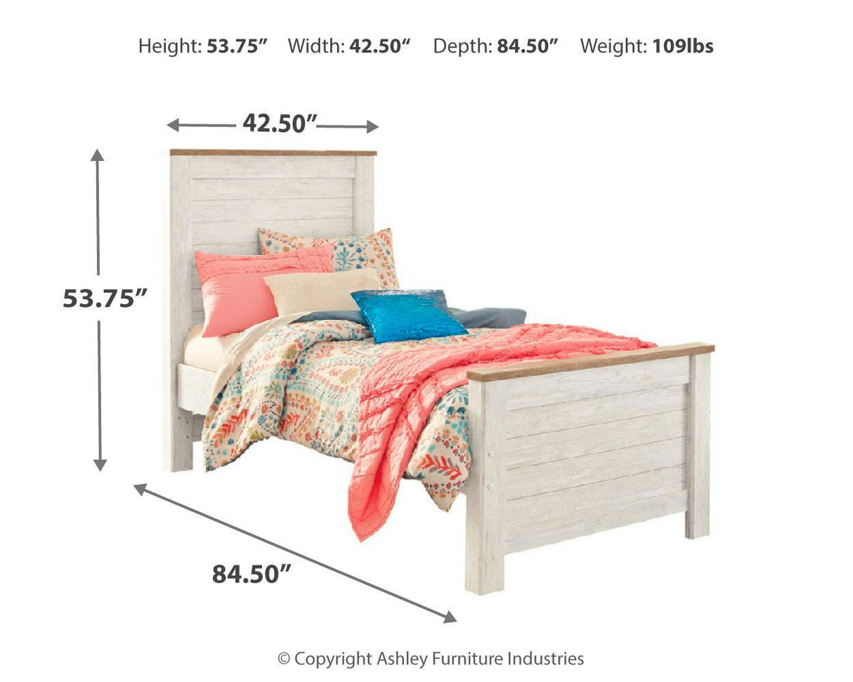 Willowton Whitewash Twin Panel Bed