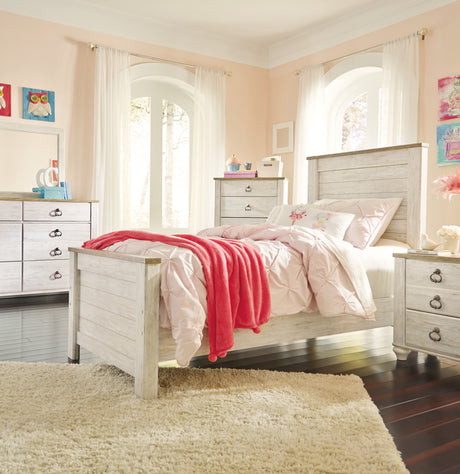 Willowton Whitewash Full Panel Bed from Ashley Furniture - Luna Furniture