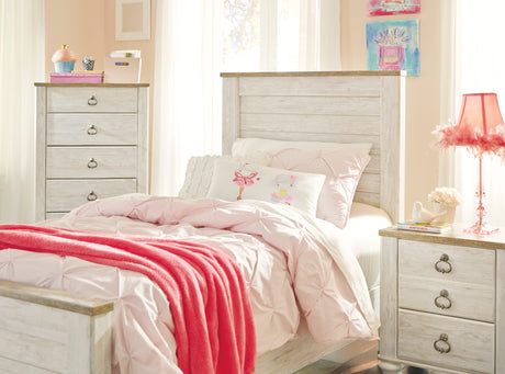 Willowton Whitewash Twin Panel Bed from Ashley - Luna Furniture