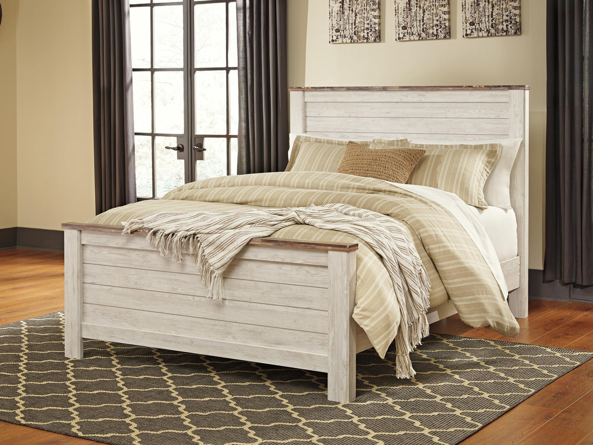 Willowton Whitewash Queen Panel Bed from Ashley - Luna Furniture