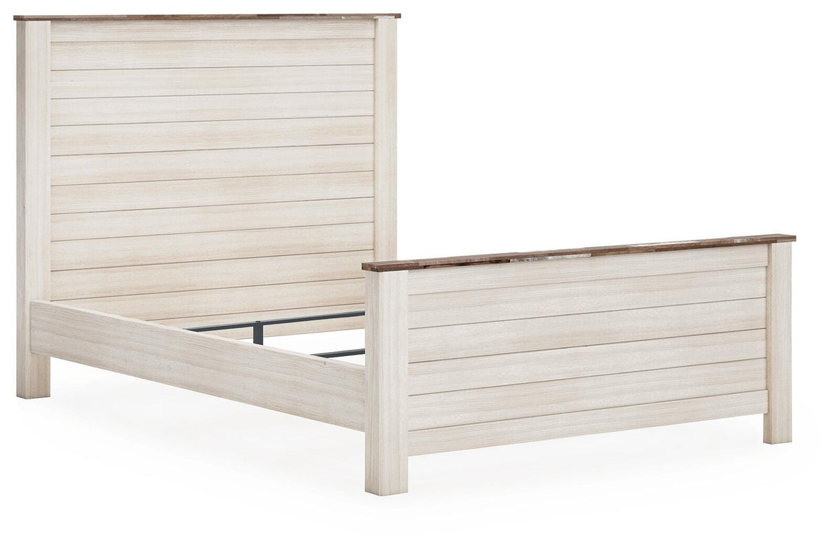 Willowton Whitewash Queen Panel Bed from Ashley - Luna Furniture