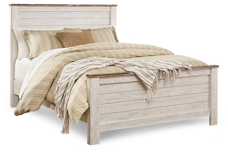 Willowton Whitewash Queen Panel Bed, Dresser, Mirror, and Nightstand from Ashley - Luna Furniture