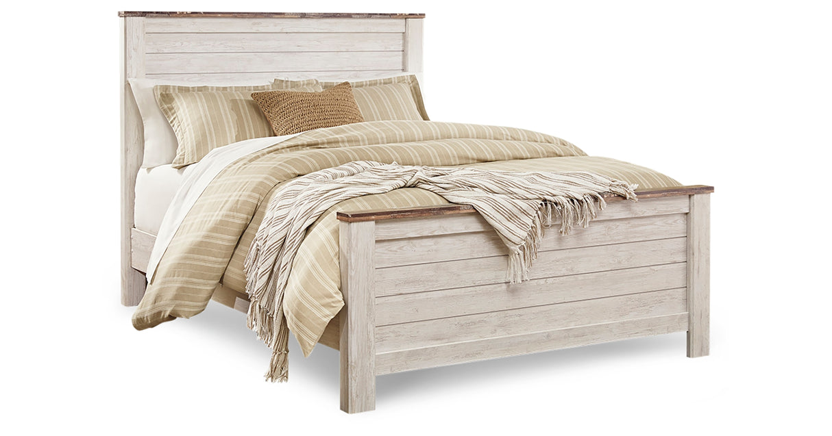 Willowton Whitewash Queen Panel Bed from Ashley Furniture - Luna Furniture