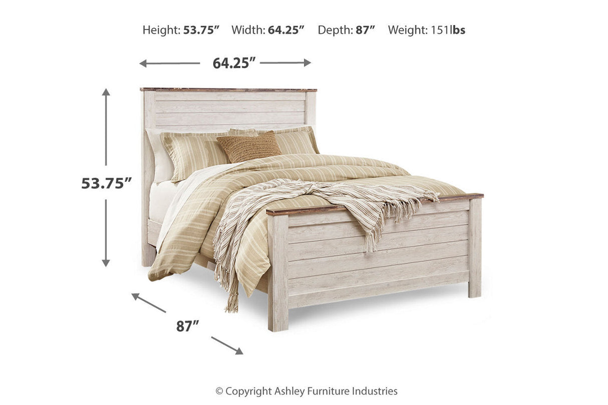 Willowton Whitewash Queen Panel Bed from Ashley - Luna Furniture
