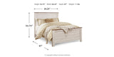 Willowton Queen Panel Bed with 2 Nightstands in Whitewash from Ashley Furniture - Luna Furniture