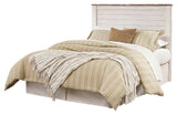 Willowton Queen/Full Panel Headboard Bed with Mirrored Dresser, Chest and Nightstand in Whitewash from Ashley - Luna Furniture