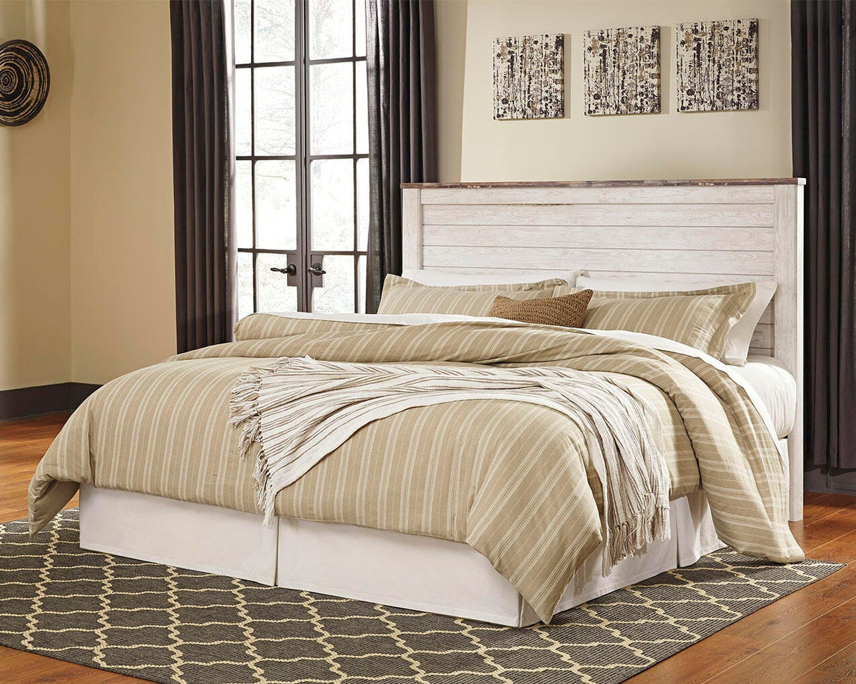 Willowton King/California King Panel Headboard Bed with Dresser in Whitewash from Ashley - Luna Furniture