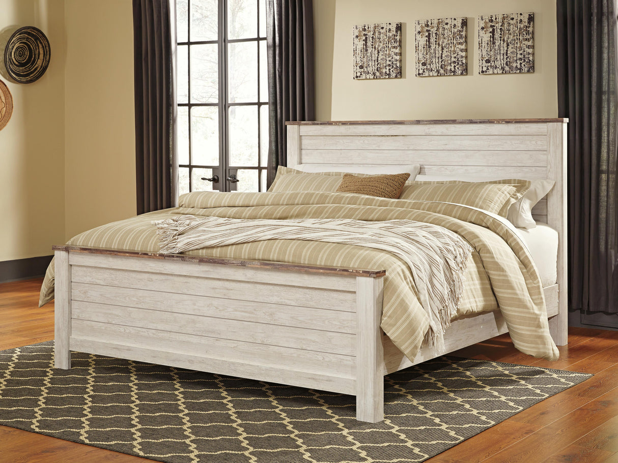 Willowton Whitewash California King Panel Bed from Ashley - Luna Furniture