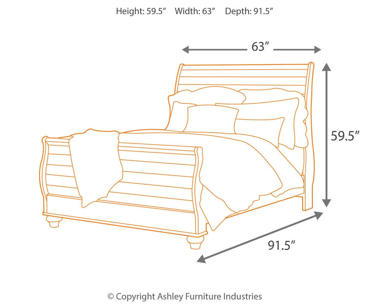 Willowton Whitewash Queen Sleigh Bed from Ashley Furniture - Luna Furniture
