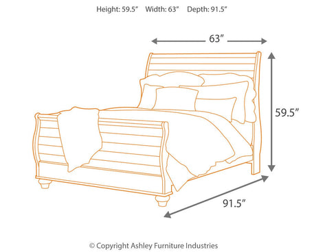 Willowton Whitewash Queen Sleigh Bed from Ashley Furniture - Luna Furniture