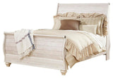 Willowton Queen Sleigh Bed with Dresser in Whitewash from Ashley Furniture - Luna Furniture