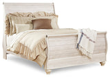 Willowton Whitewash Queen Sleigh Bed, Dresser and Nightstand from Ashley - Luna Furniture