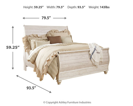 Willowton Whitewash King Sleigh Bed from Ashley - Luna Furniture