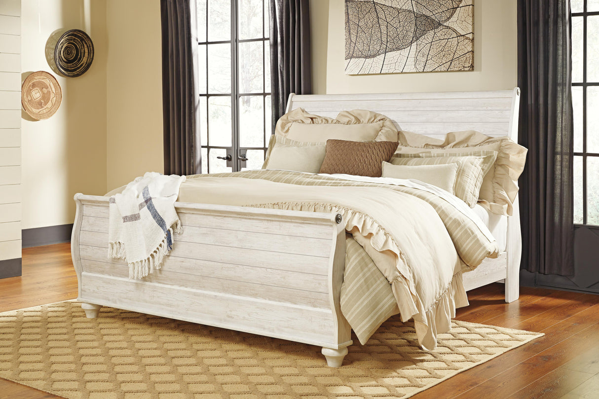Willowton Whitewash King Sleigh Bed from Ashley - Luna Furniture