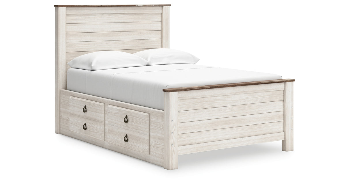 Willowton Whitewash Full Storage Platform Bed with 2 Drawers from Ashley Furniture - Luna Furniture