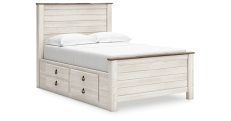 Willowton Whitewash Full Storage Platform Bed with 2 Drawers from Ashley - Luna Furniture