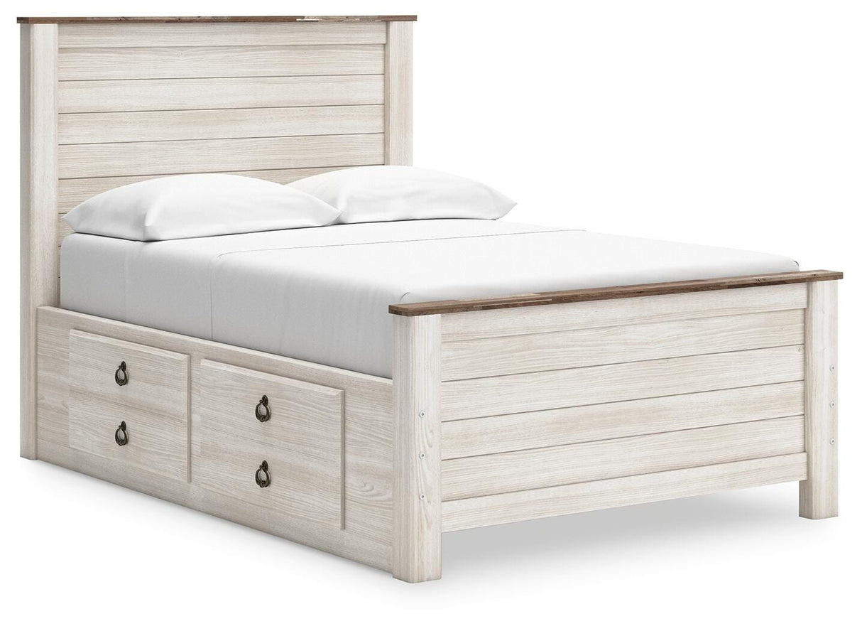 Willowton Whitewash Full Storage Platform Bed with 2 Drawers from Ashley Furniture - Luna Furniture