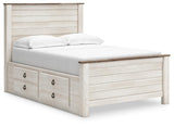 Willowton Whitewash Full Storage Platform Bed with 2 Drawers from Ashley Furniture - Luna Furniture