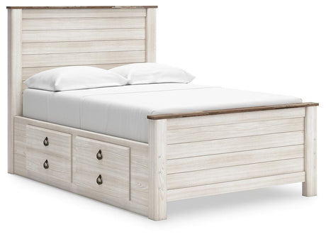 Willowton Whitewash Full Storage Platform Bed with 2 Drawers from Ashley Furniture - Luna Furniture