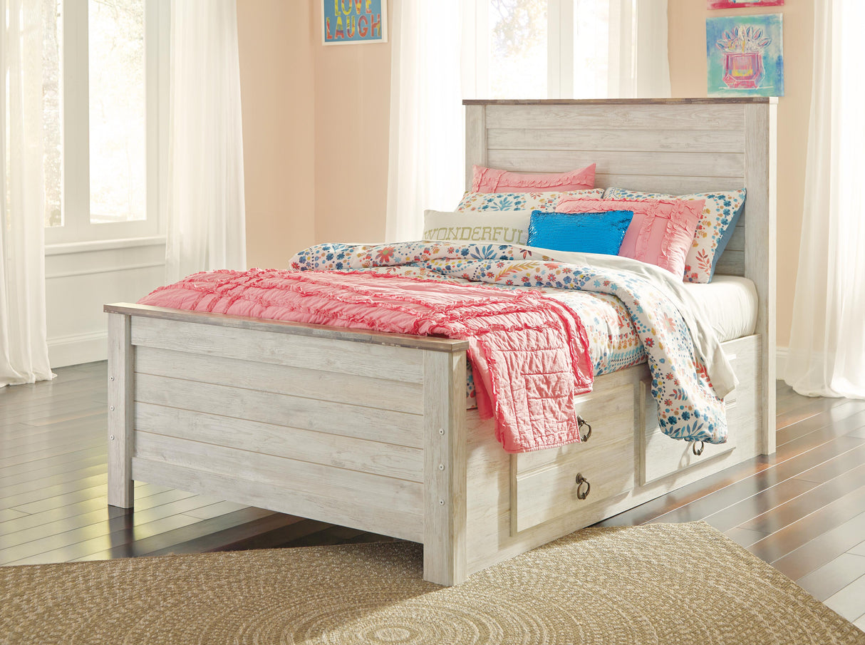 Willowton Whitewash Full Storage Platform Bed with 2 Drawers