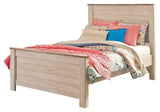 Willowton Full Panel Bed with Nightstand in Whitewash from Ashley - Luna Furniture